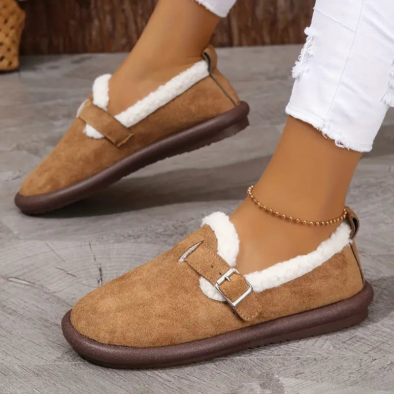 Kaia - Vrouwen pluche ronde teen slippers