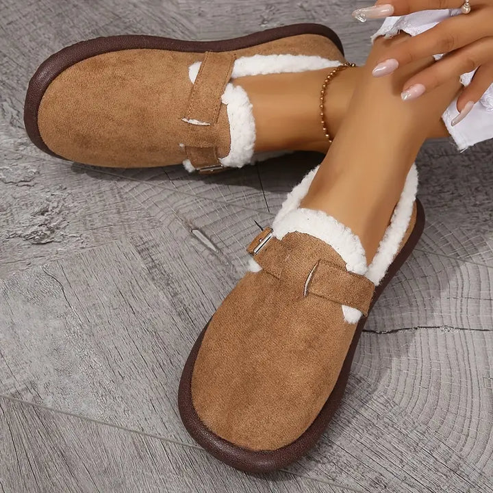 Kaia - Vrouwen pluche ronde teen slippers