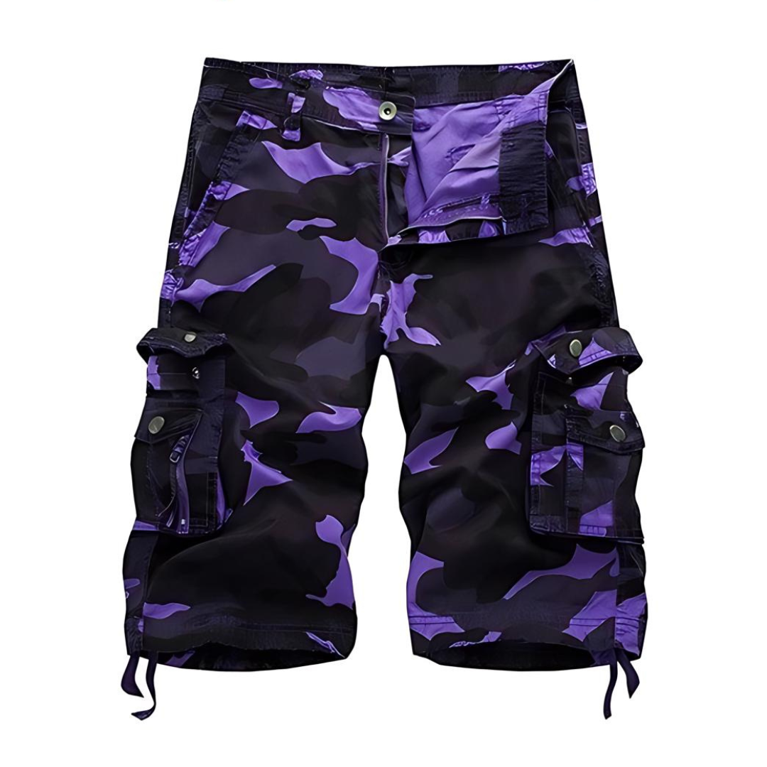 Ceddy - Short cargo d'été en coton camouflage pour hommes