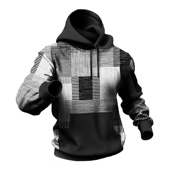 Arjie - Sweat à capuche à carreaux 3D | Pull surdimensionné Urban Vibes