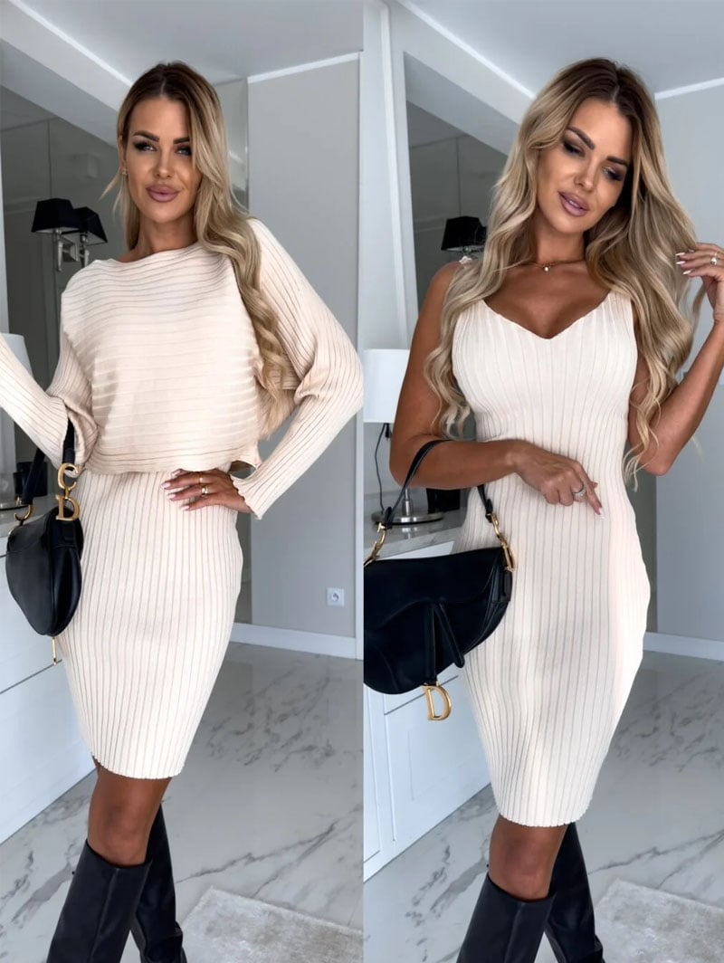 Margo - Gebreide Pullover Sweater en Cami Dress Set 🔥