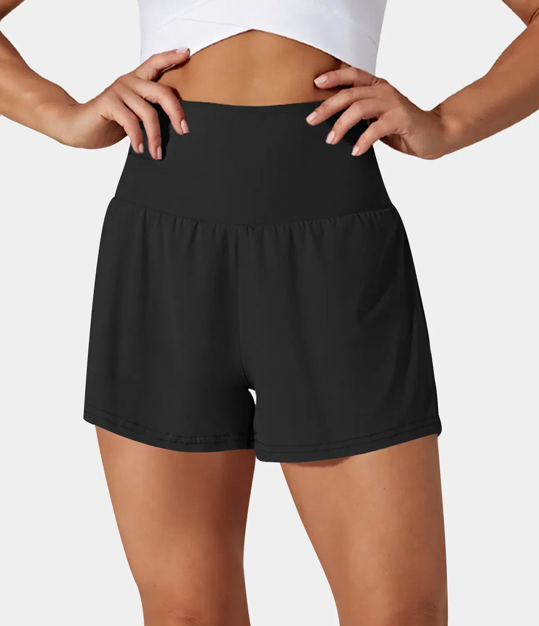 Ayla™ | 2-in-1 yogashort met hoge taille, achterzak en zijzak