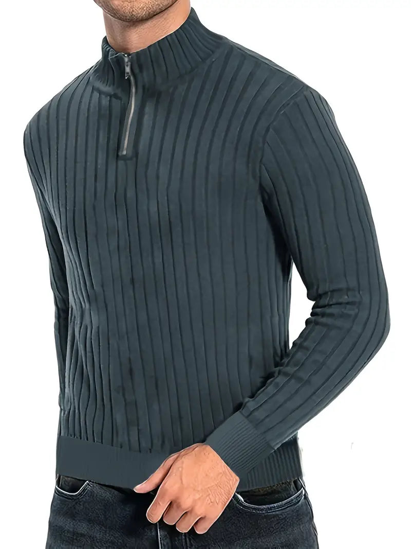 Boyett - Sweater | Casual heren trui met V-hals en ritssluiting voor mannen