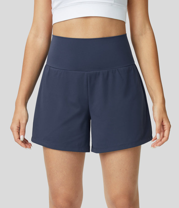 Ayla™ | 2-in-1 yogashort met hoge taille, achterzak en zijzak