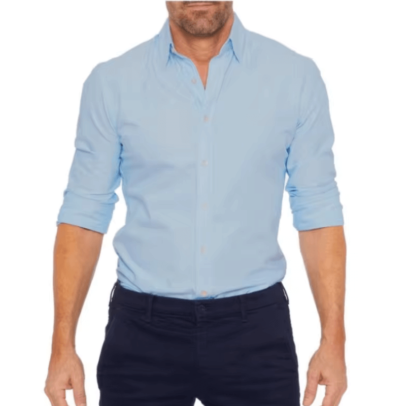 Callan - Oxford Stretchy Shirt Met Rits