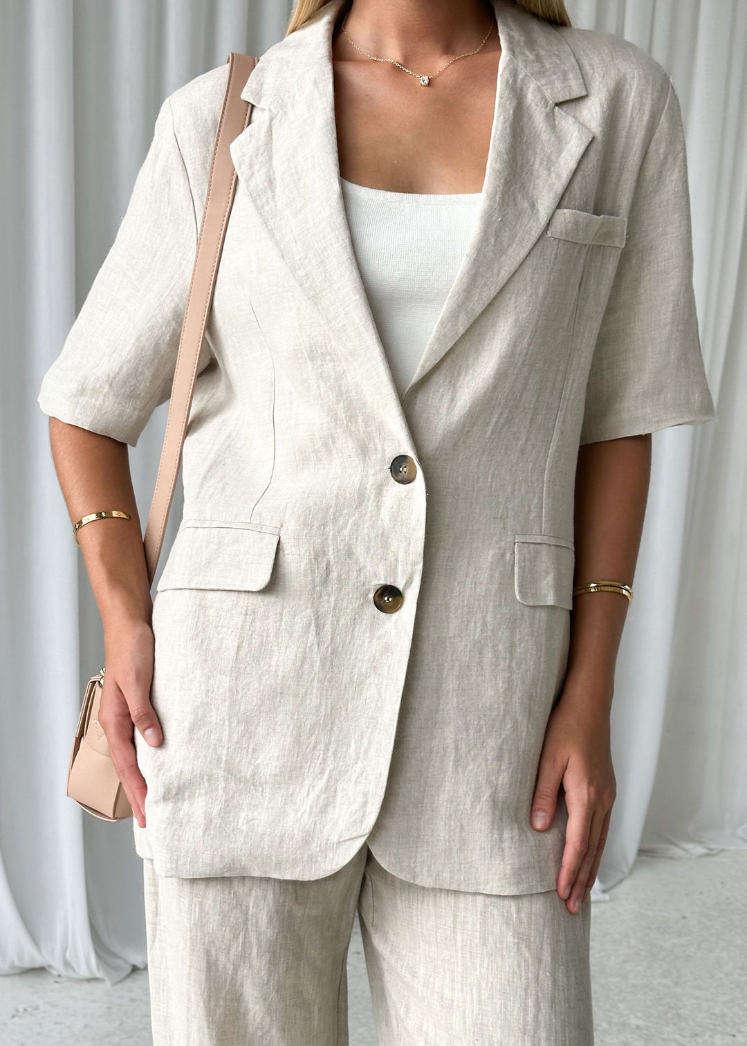 Fiamma™ - Chique linnen blazer in natuurlijke tinten