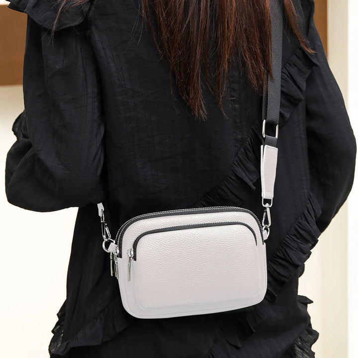Addison - Dames schoudertas van echt leer, elegante kleine cameratassen, mode voor op het werk