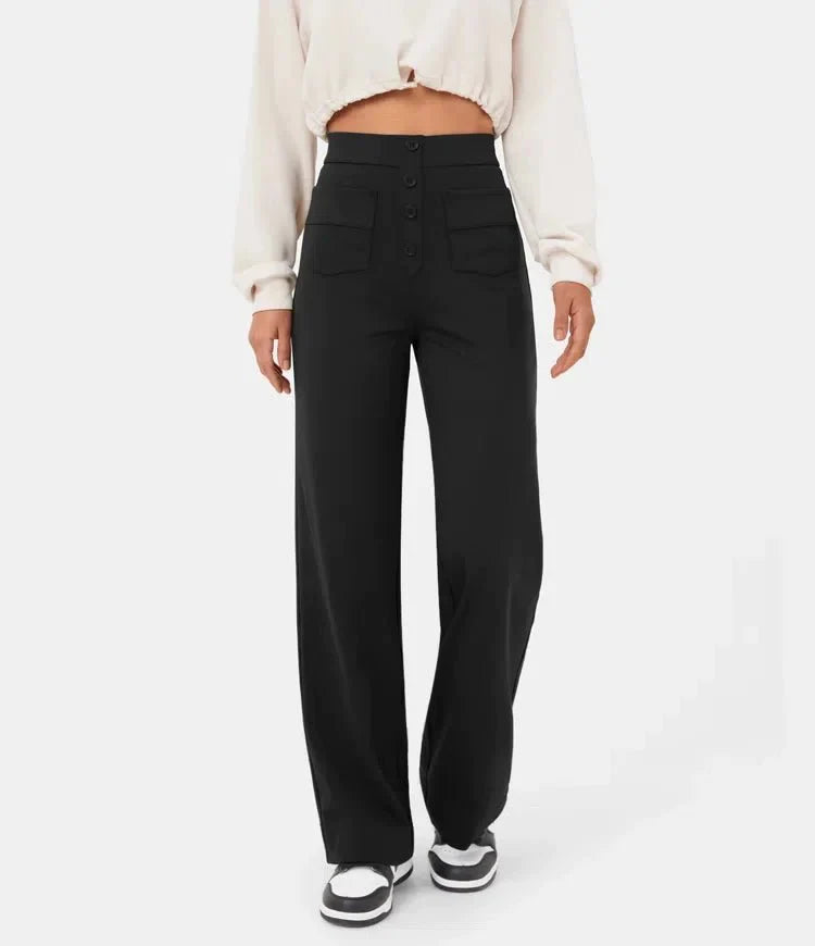 Whitney - Pantalon casual taille haute élastique 