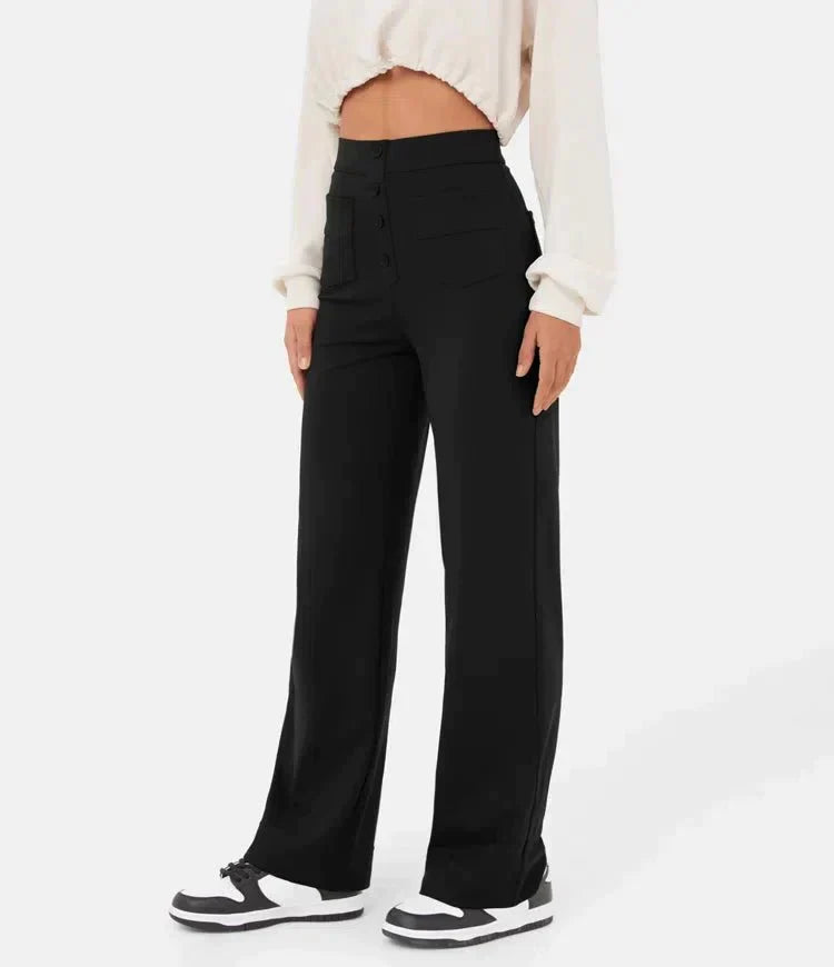 Whitney - Pantalon casual taille haute élastique 