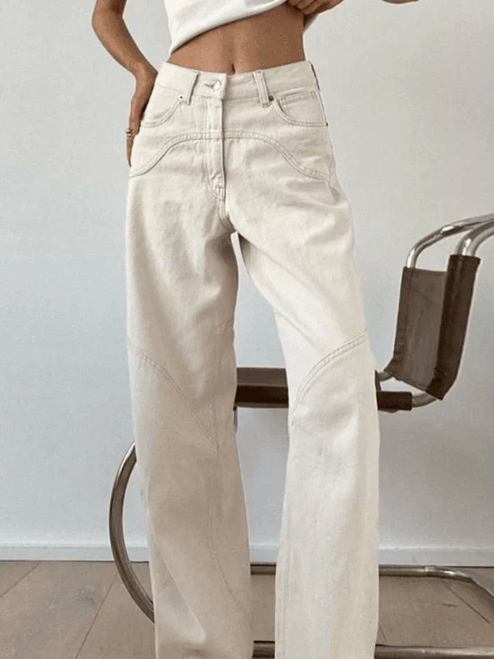 Theia - Vintage witte baggy jeans met split