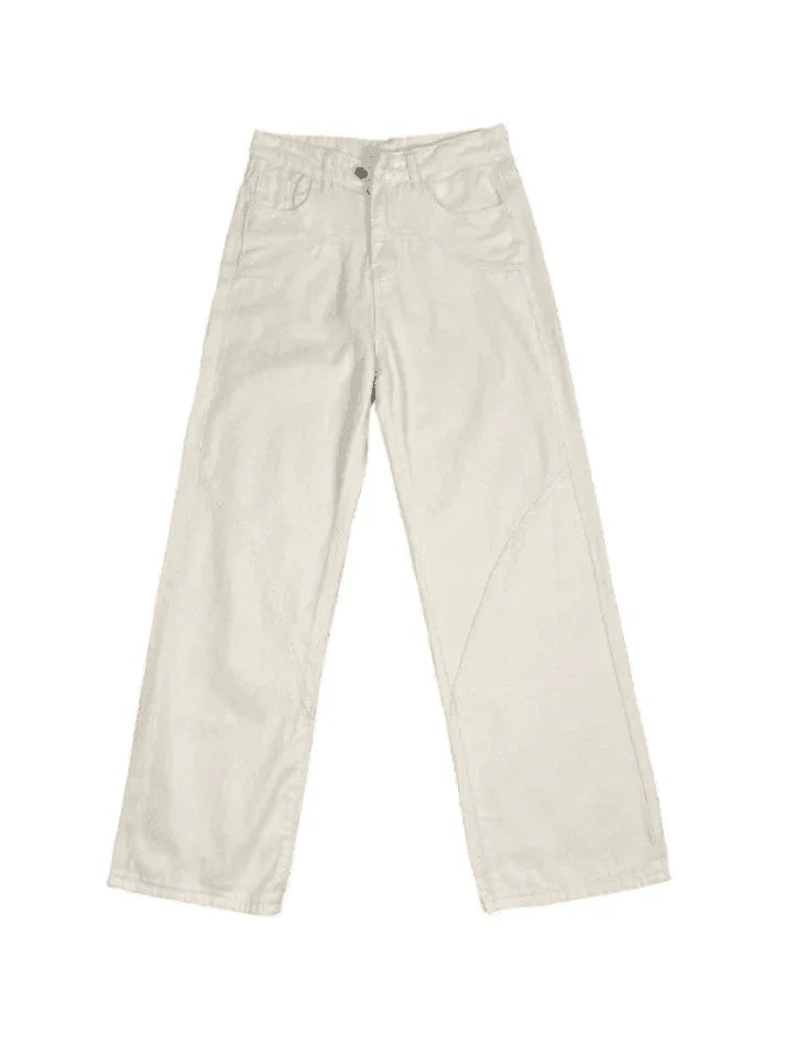 Theia - Vintage witte baggy jeans met split