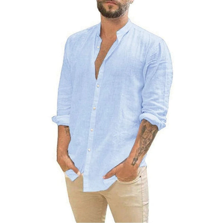 Carpi Linnen Shirt | Trendy casual linnen shirt met lange mouwen voor heren.