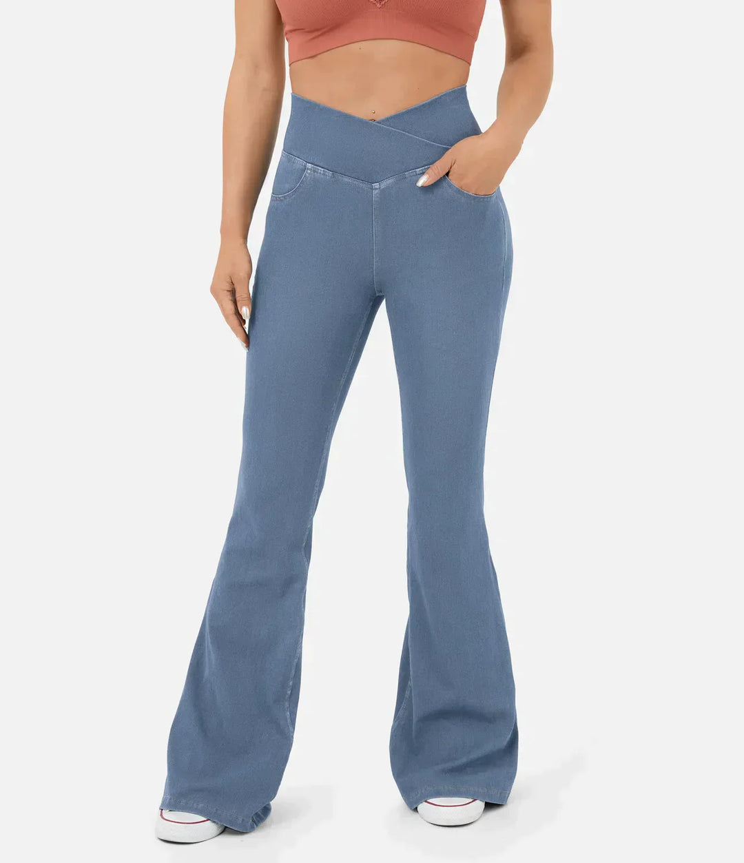 Cassia™ stretch flare jeans met hoge taille