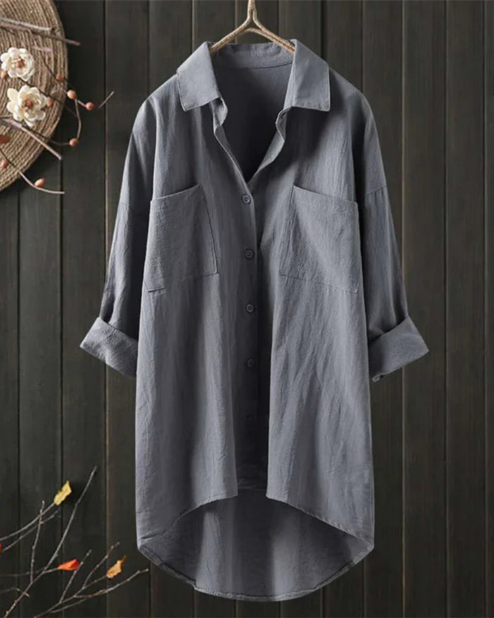 Adora™ - Eenvoudige blouse met lange mouwen en losse pasvorm