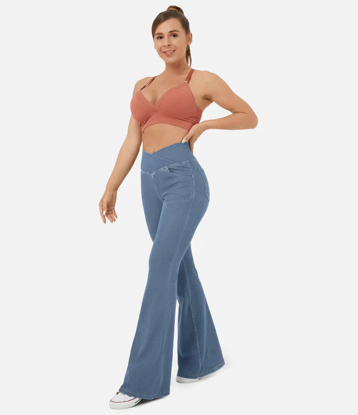 Jean évasé stretch Cassia™ taille haute 